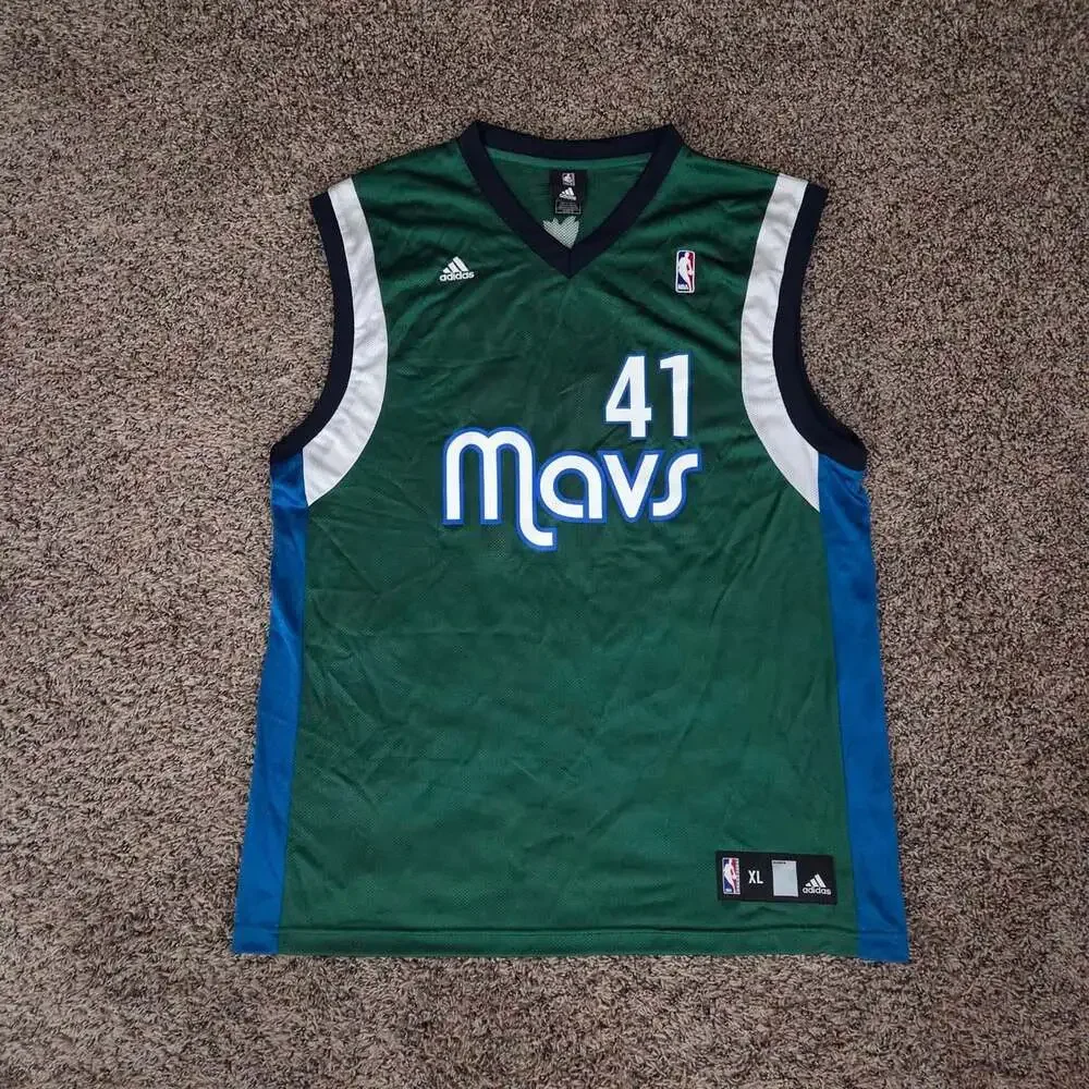 Adidas Dallas Mavericks Dirk Nowitzki 41 Green Jersey Size XL
